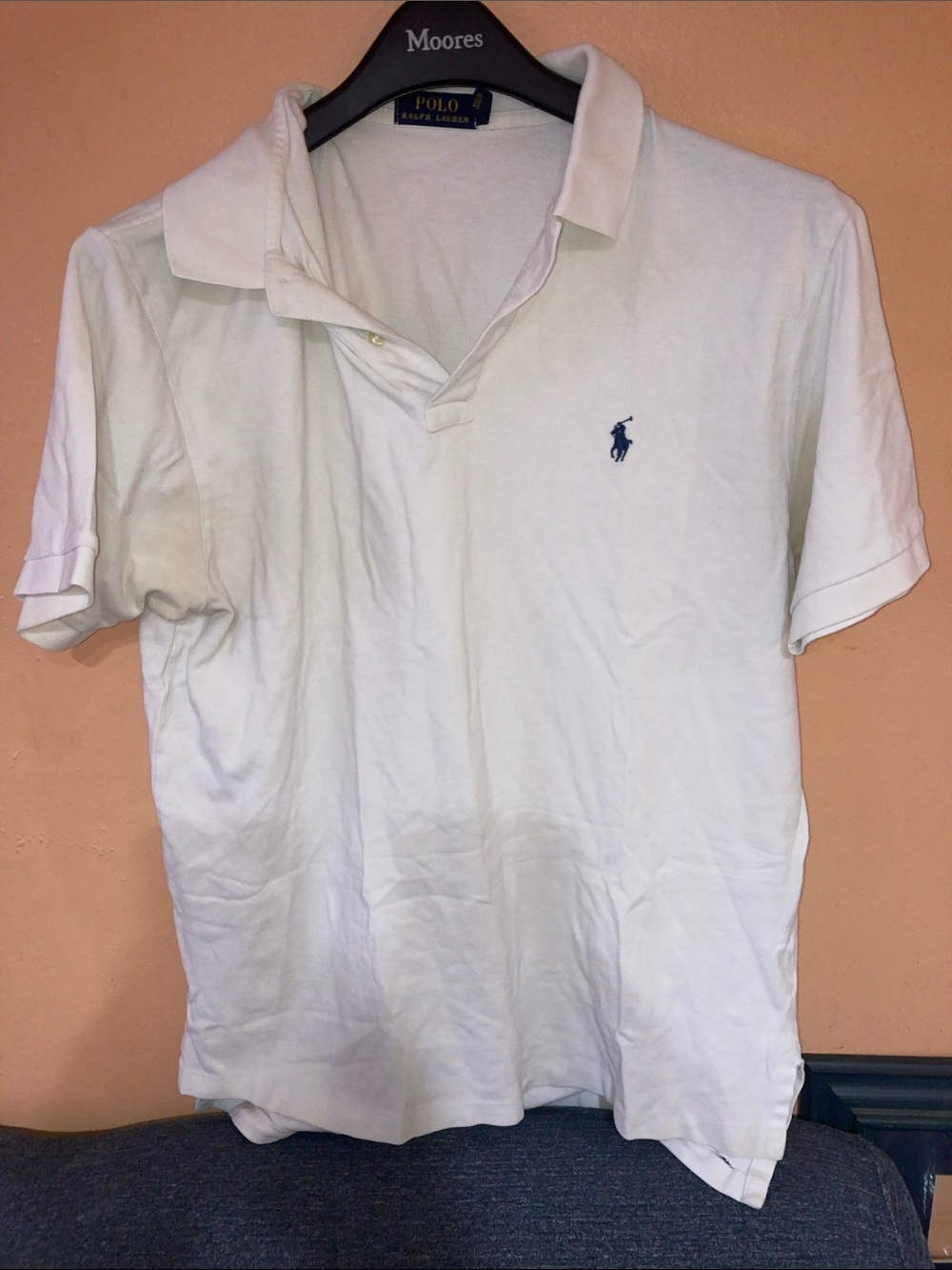 Y2K Polo by Ralph Lauren White Short-Sleeve Cotton Polo with Navy Pony